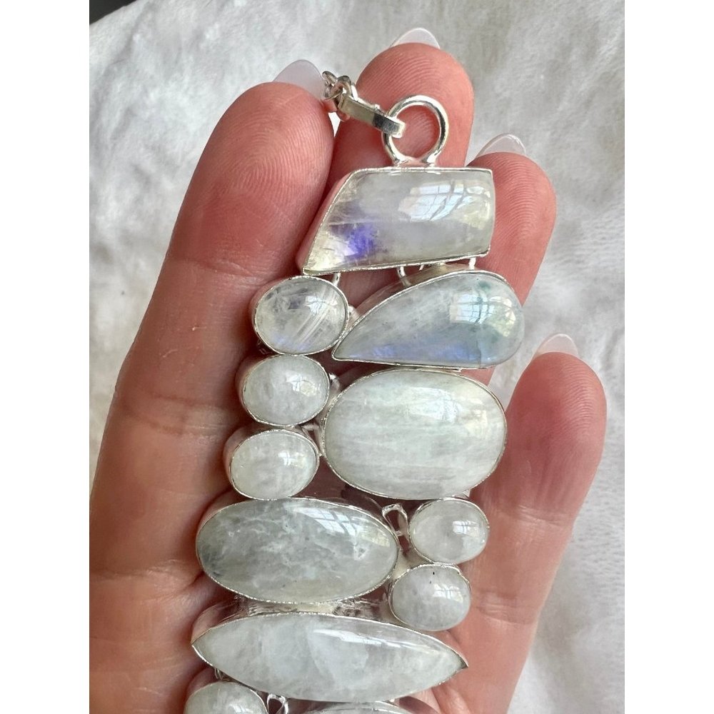 Gorgeous 925 Rainbow Moonstone Statement Bracelet. - image 3